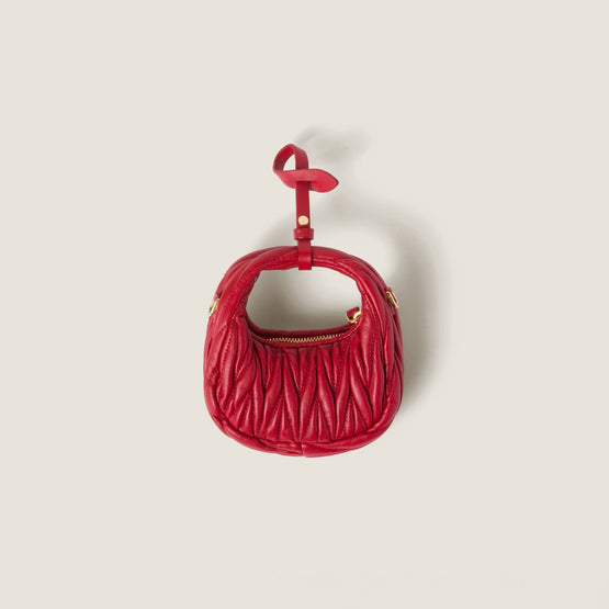 Women Wander Matelassé Nappa Leather Micro Hobo Bag - Rosso