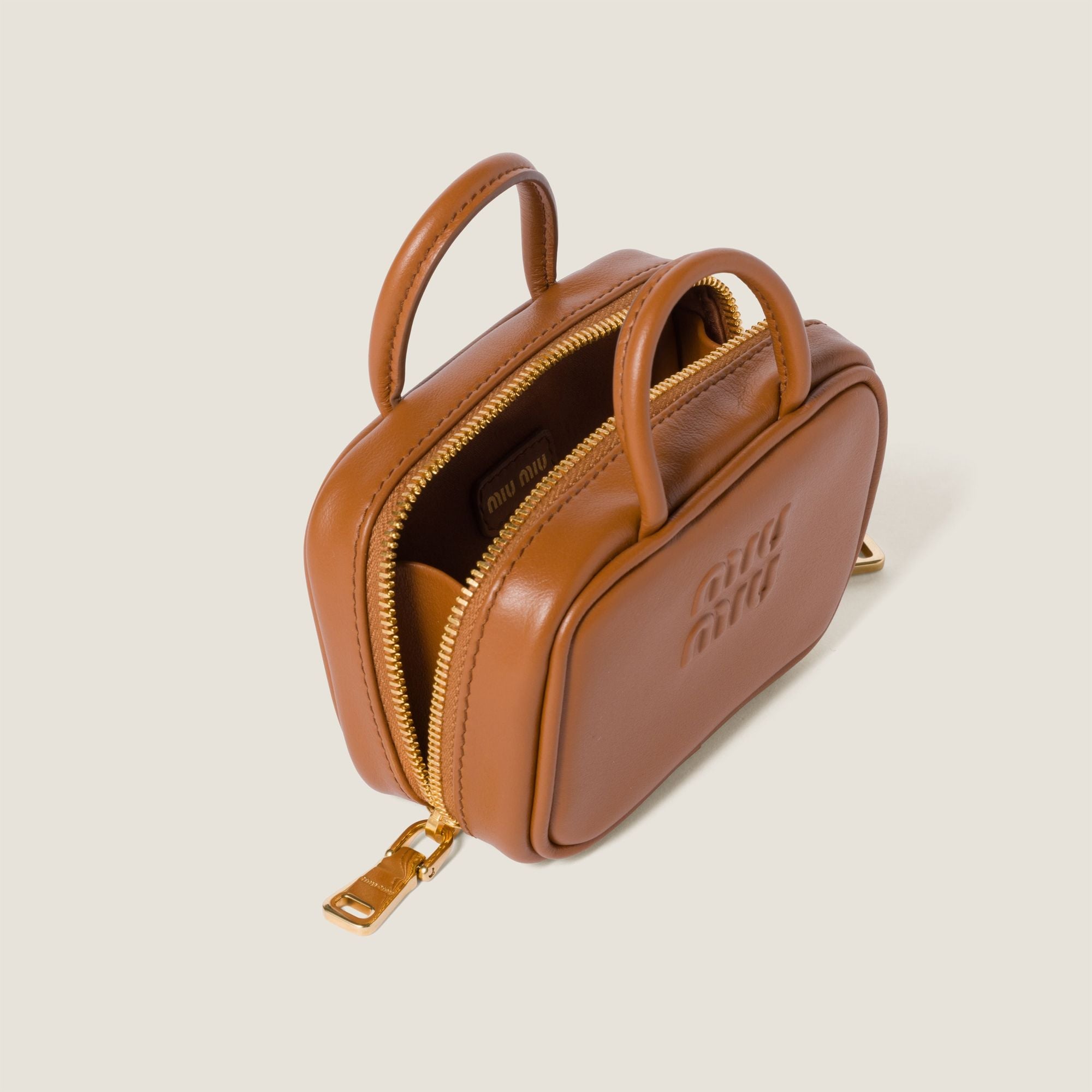 Women Beau Leather Micro-bag - Cognac