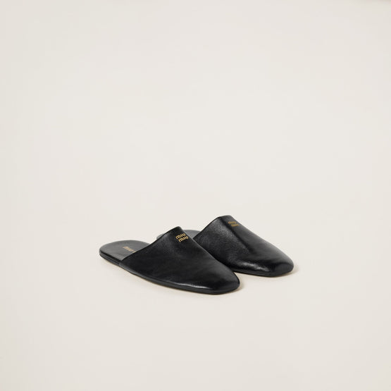 Women Leather Slippers - Nero