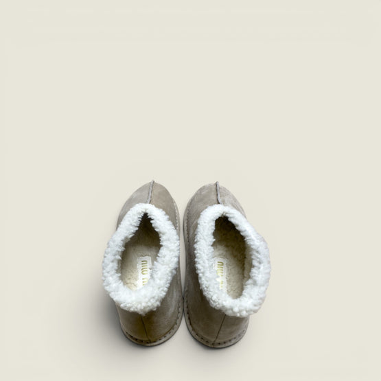 Suede and shearling slip-on booties