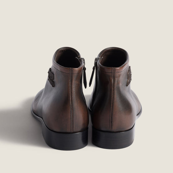 Women Fumé Leather Booties - Moro