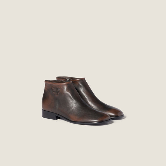 Women Fumé Leather Booties - Moro