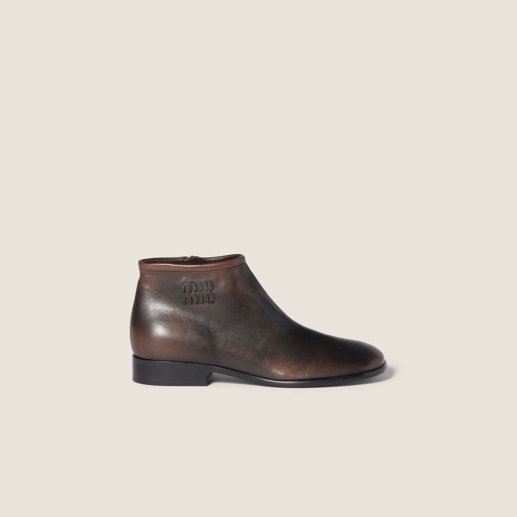 Women Fumé Leather Booties - Moro