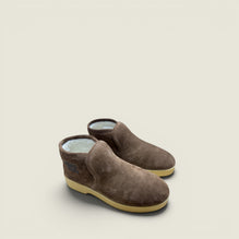 Suede and shearling slip-on booties