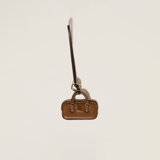Women Arcadie Leather Trick Keyring - Cognac