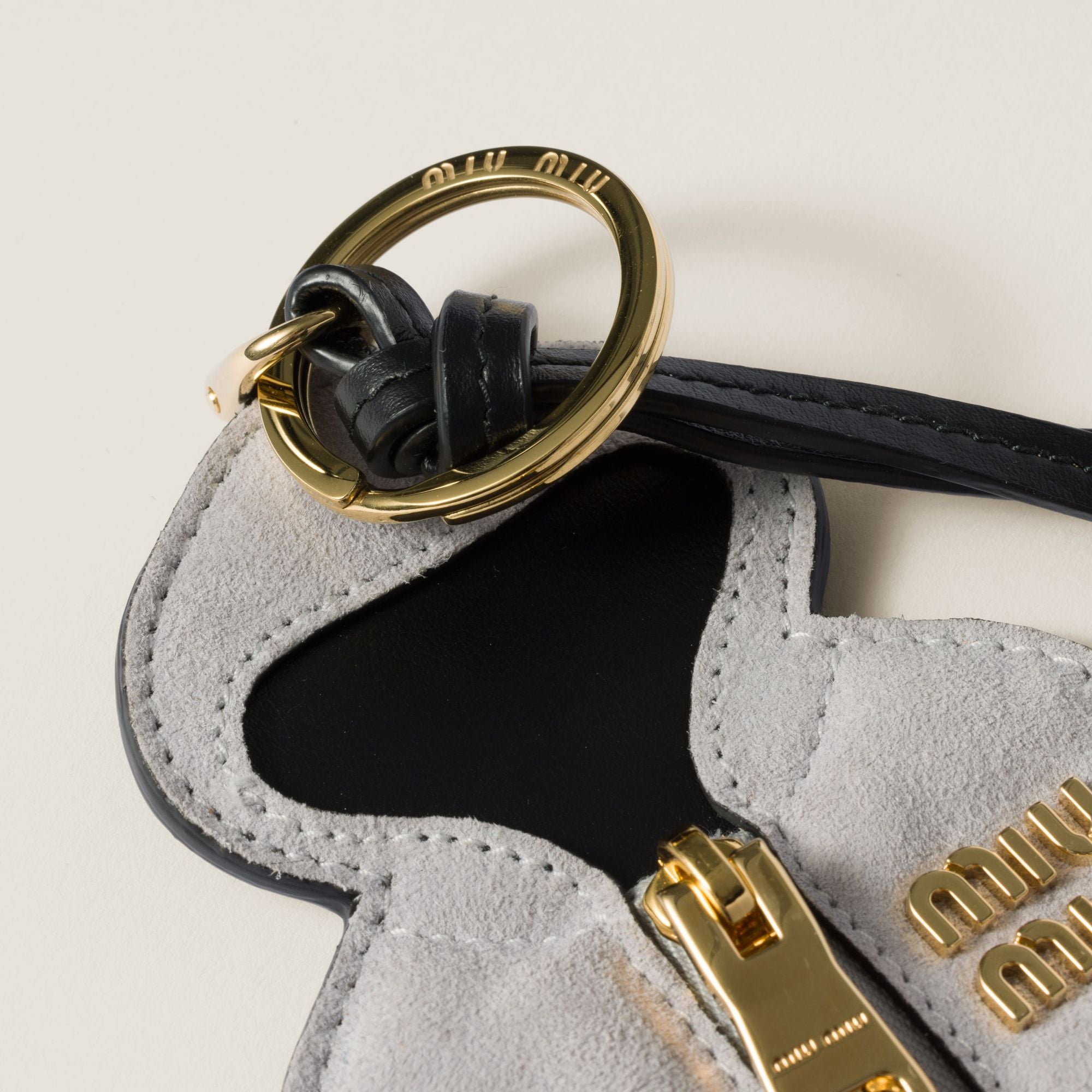 Women Trick Leather Keyring - Grigio