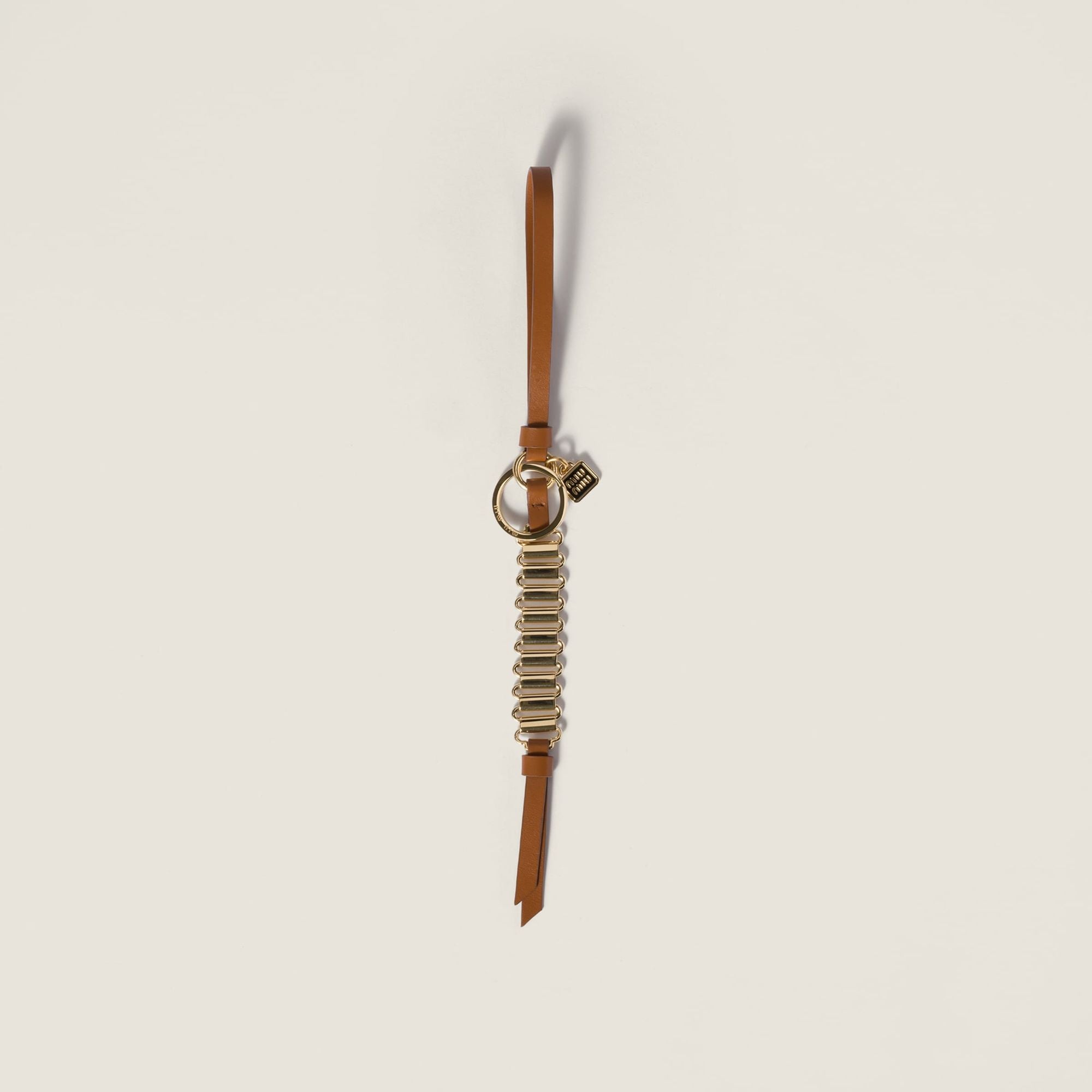 Women Metal And Leather Key Ring Trick - Oro+cognac