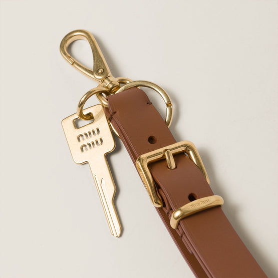 Women Leather Key Ring - Cognac