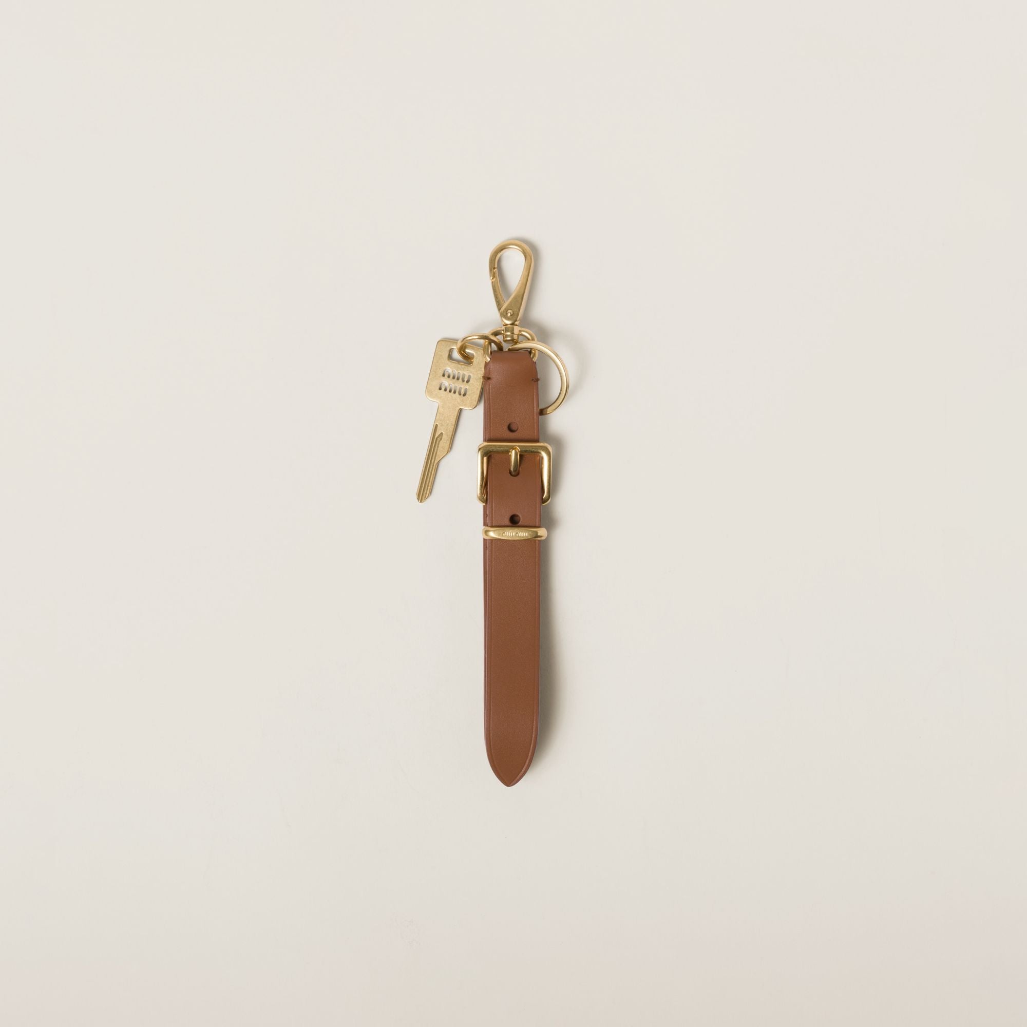 Women Leather Key Ring - Cognac