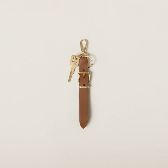 Women Leather Key Ring - Cognac