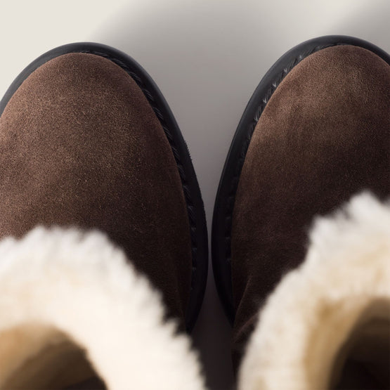 Women Suede And Shearling Mid-calf Boot - Moro