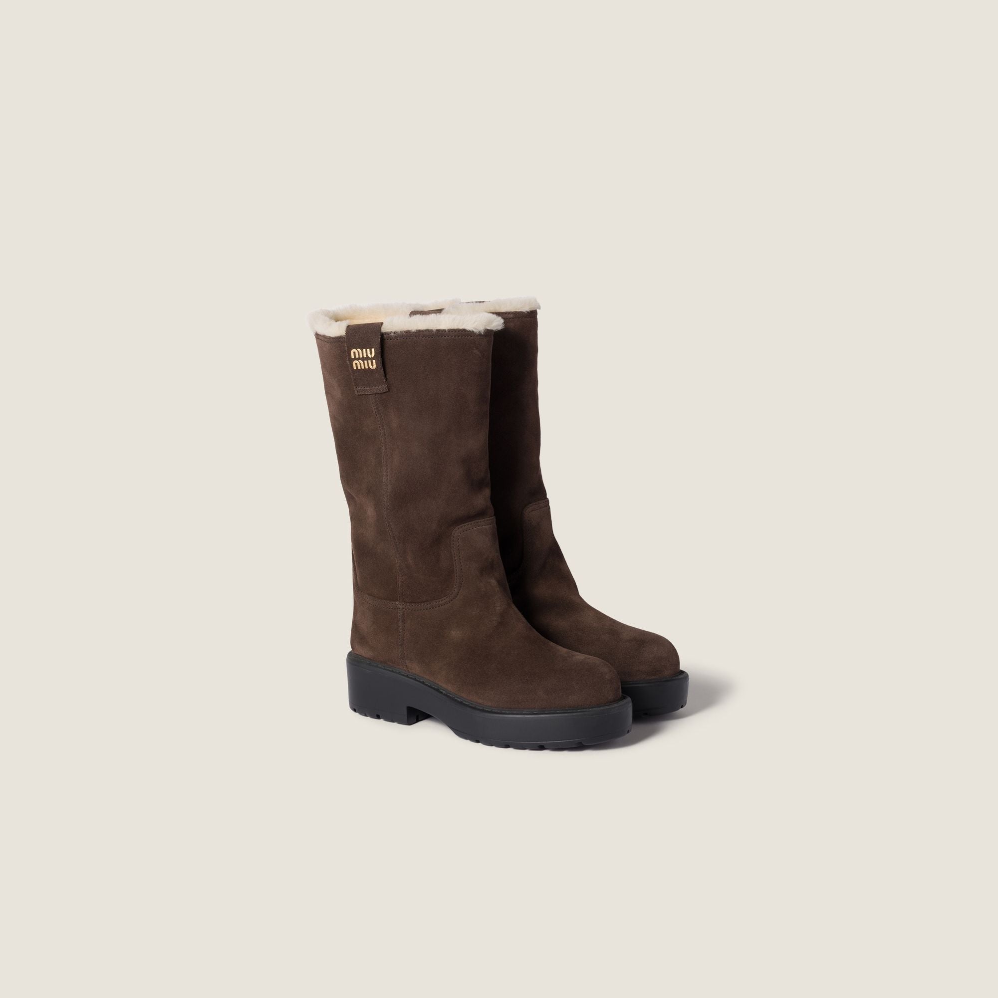 Women Suede And Shearling Mid-calf Boot - Moro