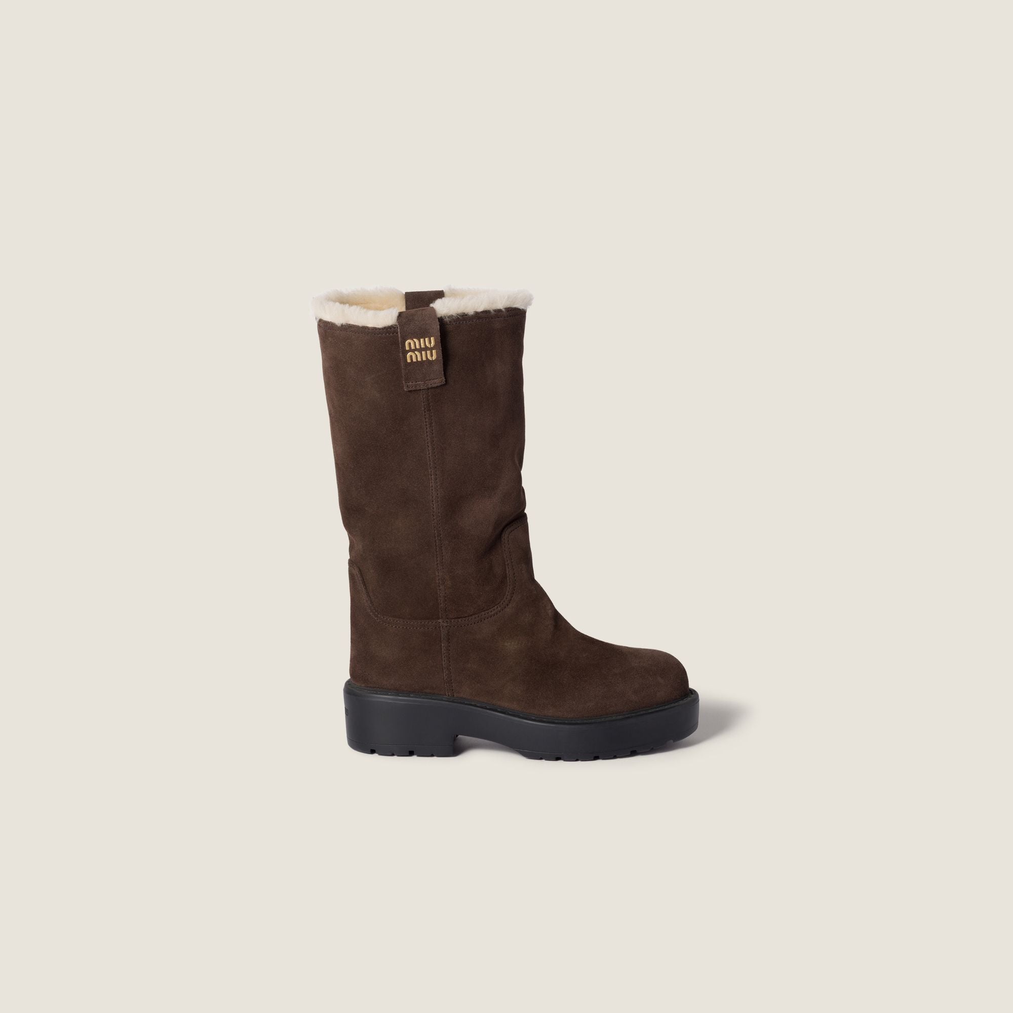 Women Suede And Shearling Mid-calf Boot - Moro
