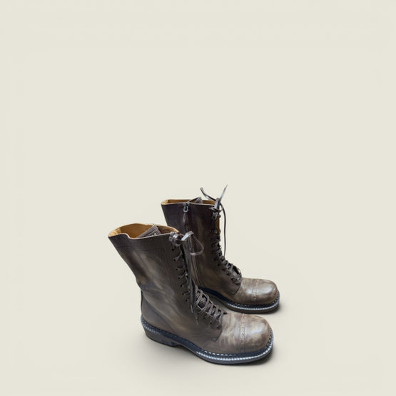 Leather laced booties
