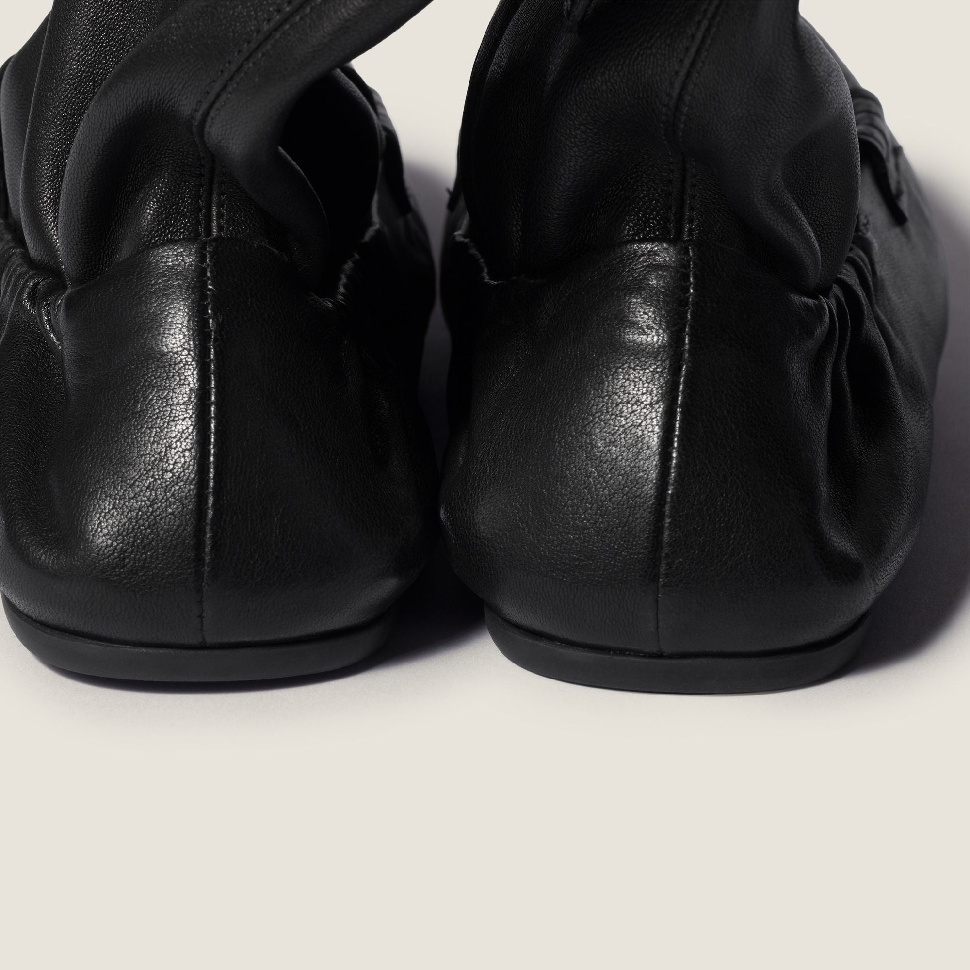 Women Ruches Nappa Leather Boots - Nero