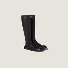 Women Ruches Nappa Leather Boots - Nero