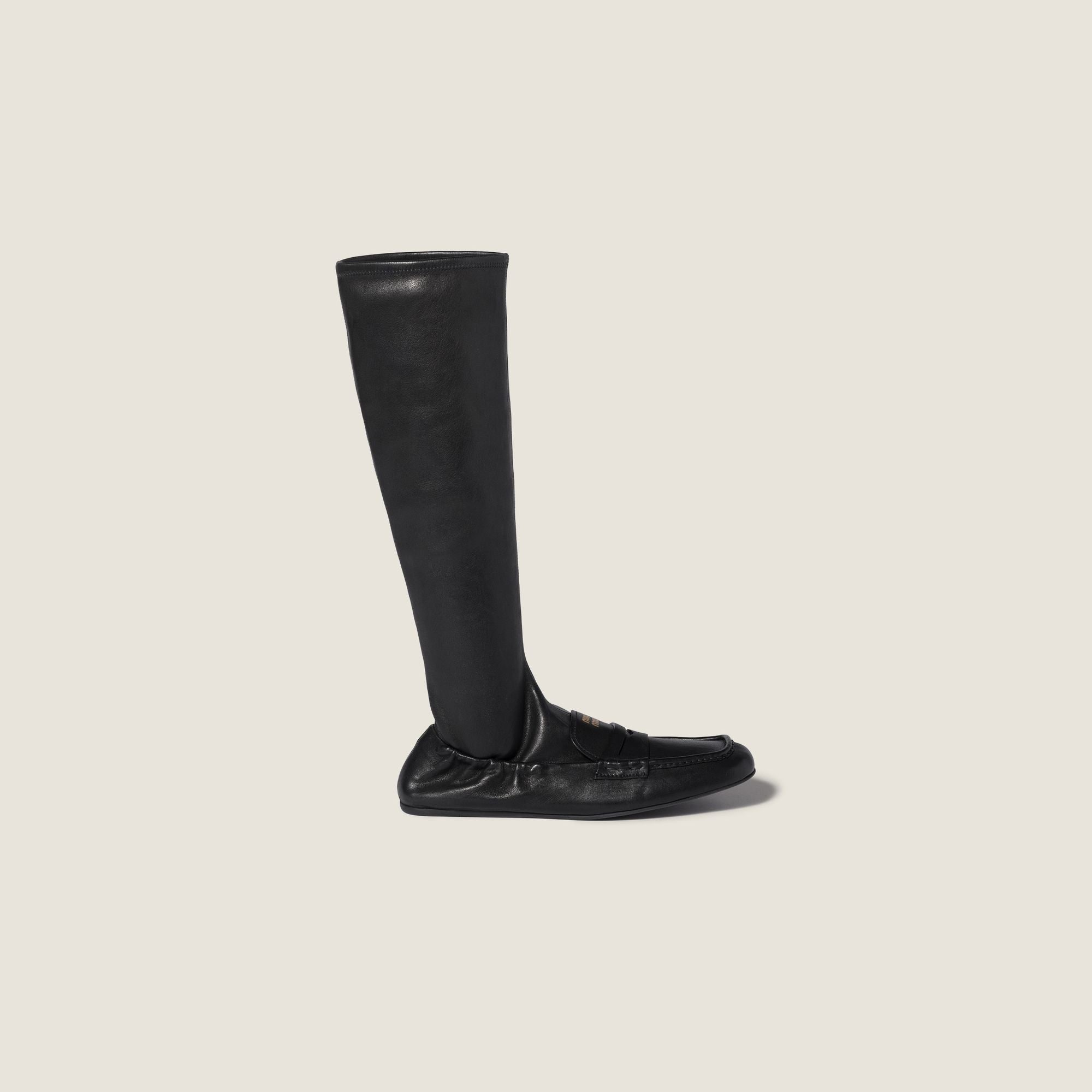 Women Ruches Nappa Leather Boots - Nero