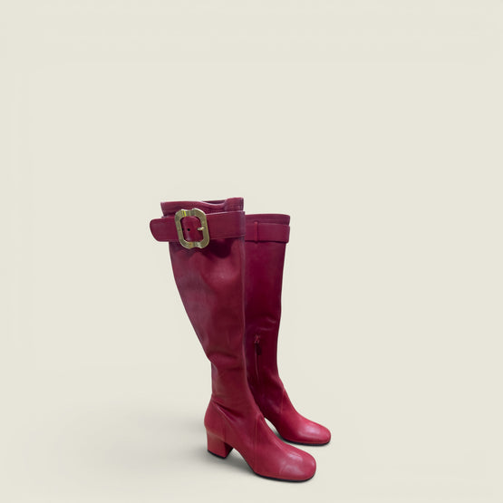 Nappa leather boots with buckle