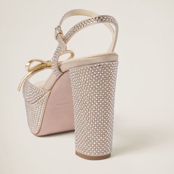 Women Satin Platform Sandals - Sabbia