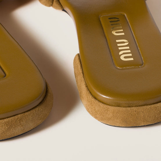 Women Matelassé Suede Slides - Oliva
