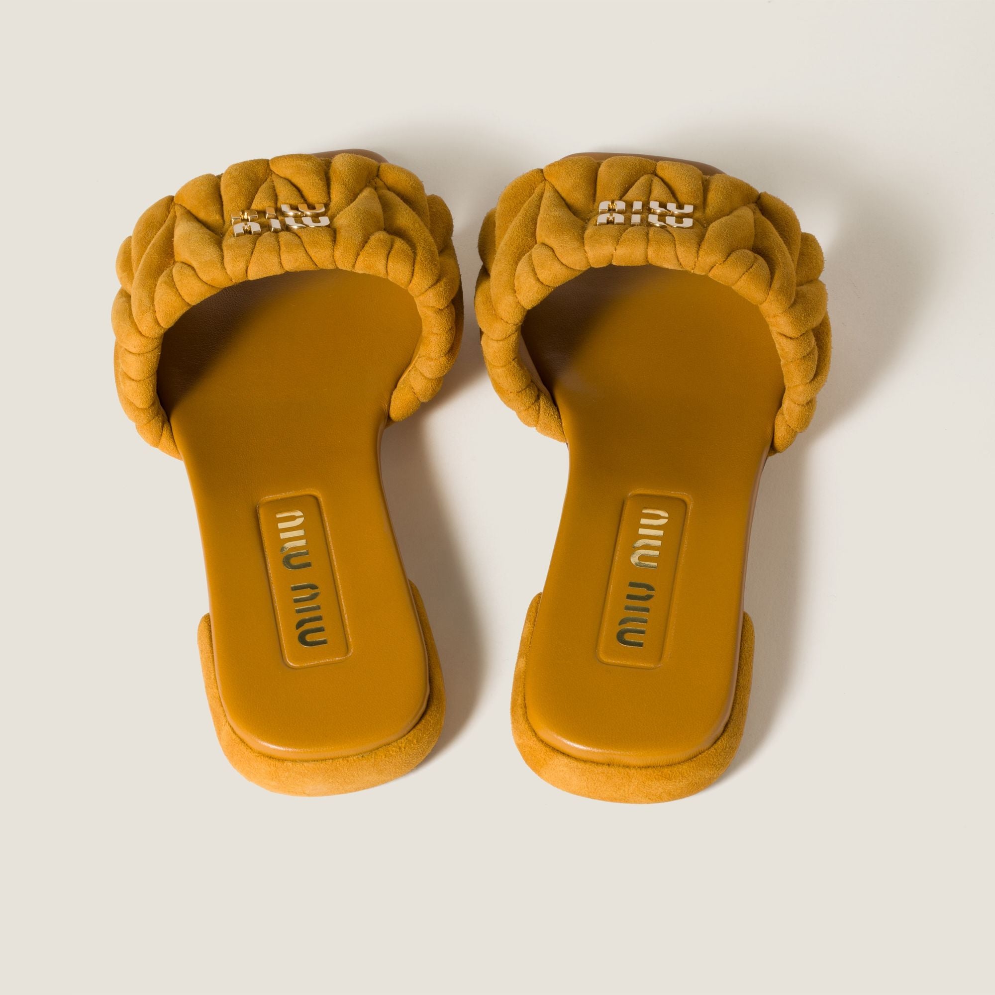 Women Matelassé Suede Slides - Whisky