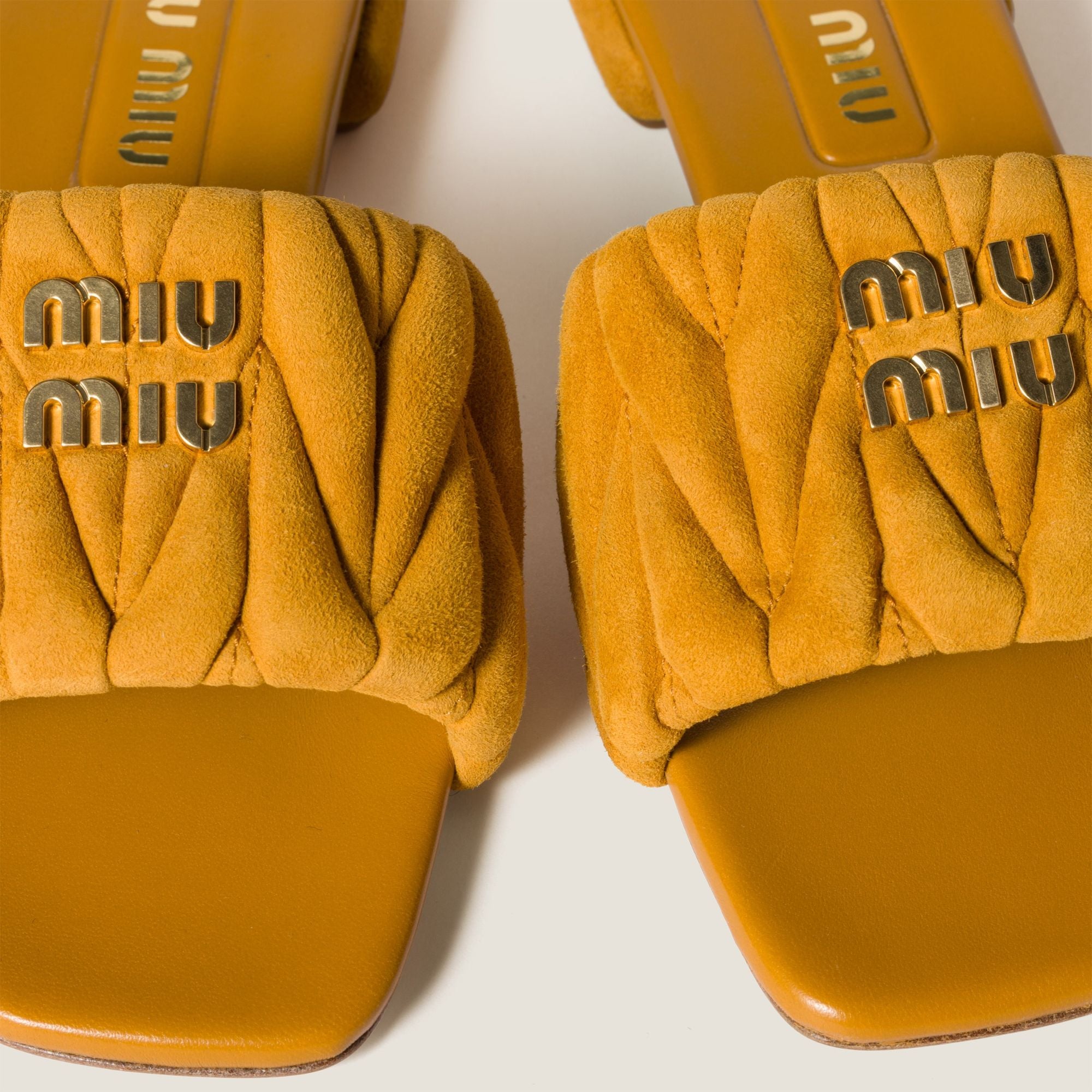 Women Matelassé Suede Slides - Whisky