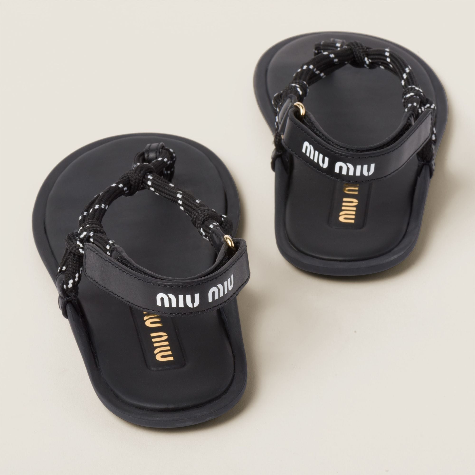 Women Riviere Cord And Leather Sandals - Nero