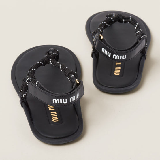 Women Riviere Cord And Leather Sandals - Nero