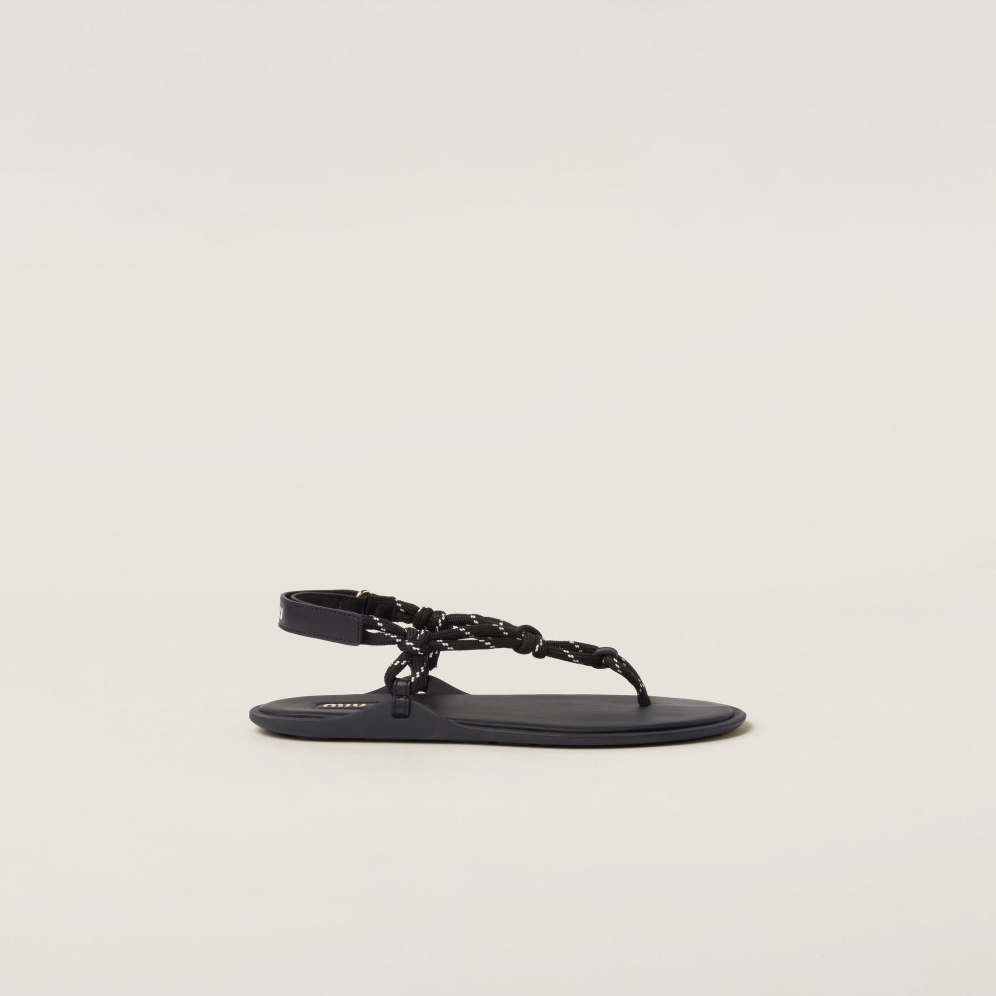 Women Riviere Cord And Leather Sandals - Nero