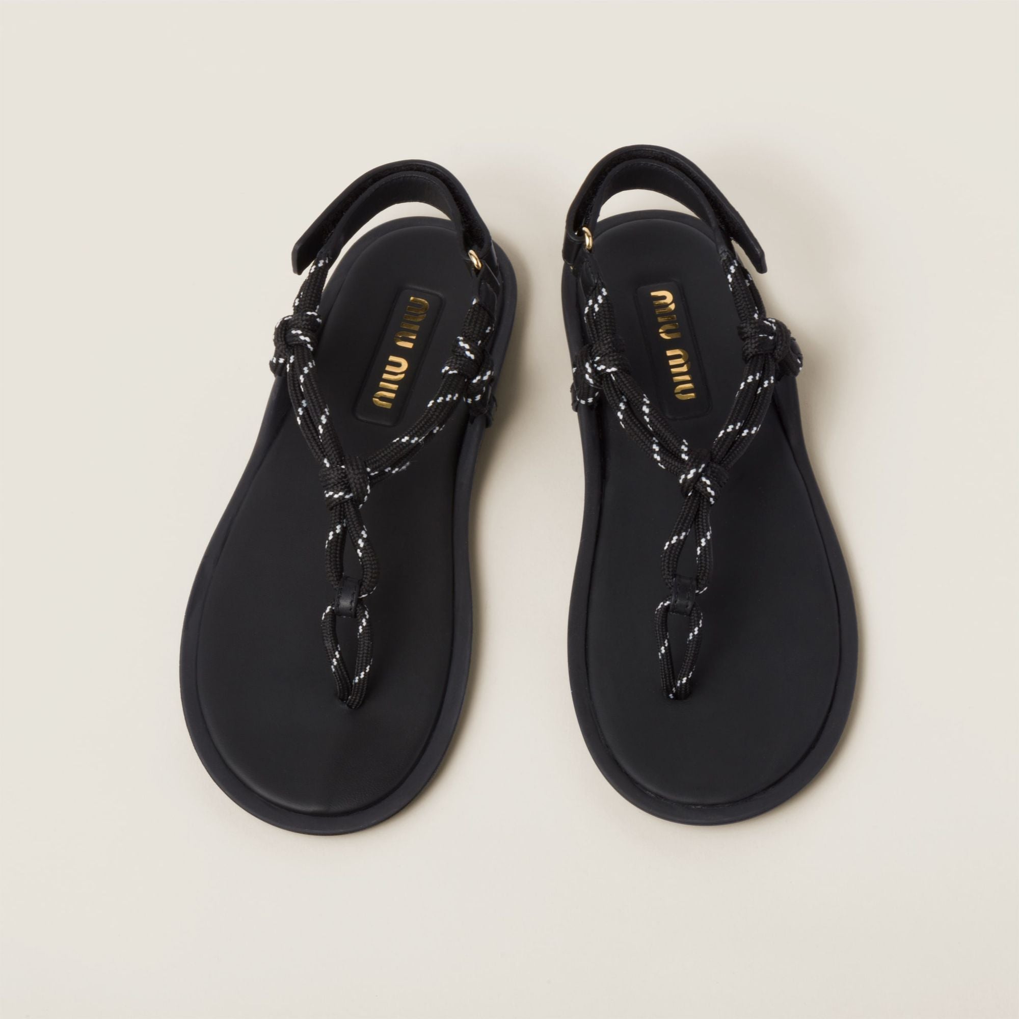Women Riviere Cord And Leather Sandals - Nero