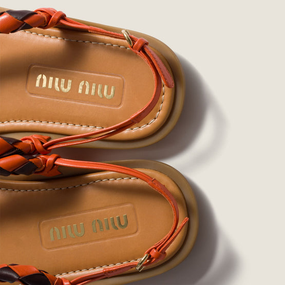 Braided leather thong sandals