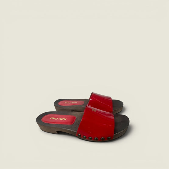 Patent leather clogs