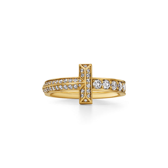 Tiffany T two diamond pavé narrow in 18k Yellow Gold