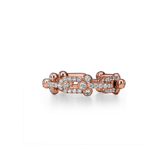 Diamond pavé Tiffany Lock small ring in 18k Rose Gold