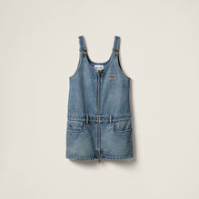 Women Denim And Poplin Zipper Dress - Azzurro