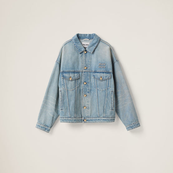 Women Denim Blouson Jacket - Celeste