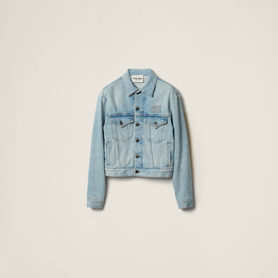 Denim jacket with embroidered logo
