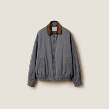 Women Chambray Jacket With Velvet Collar - Grigio