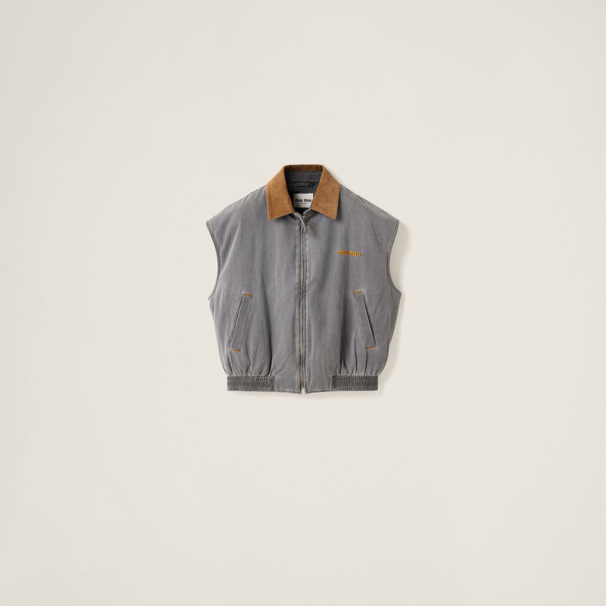 Women Chambray Blouson Vest - Grigio
