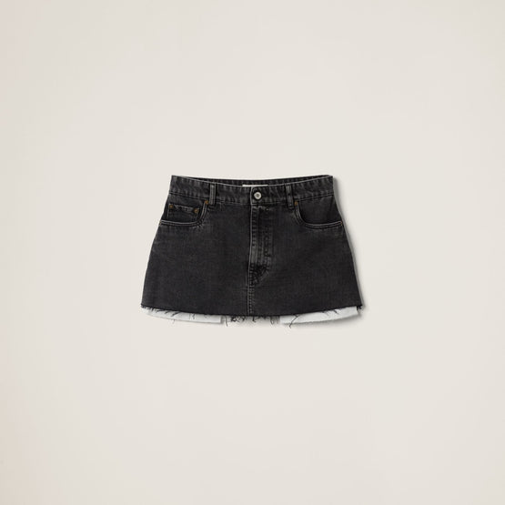 Black denim miniskirt