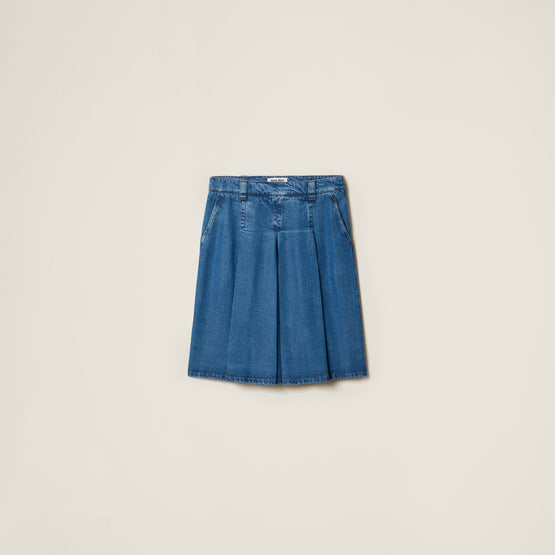 Pleated denim skirt