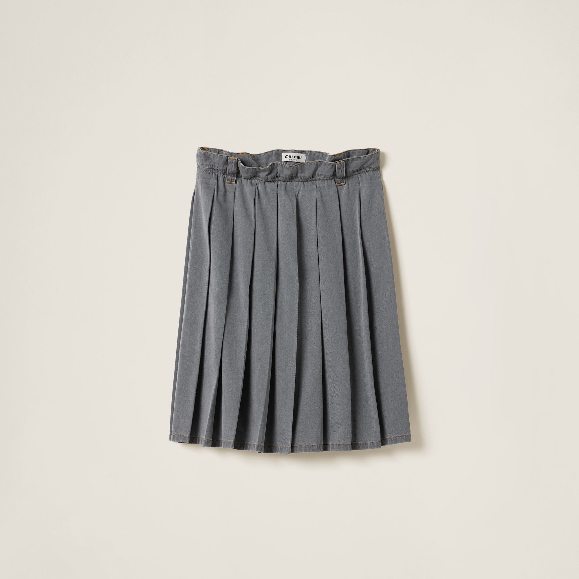 Women Pleated Chambray Skirt - Grigio