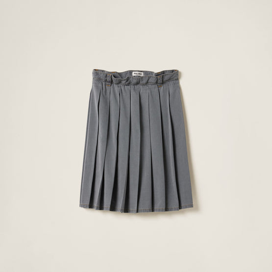 Women Pleated Chambray Skirt - Grigio