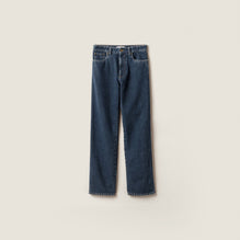 Women Flocked Denim Jeans - Bleu