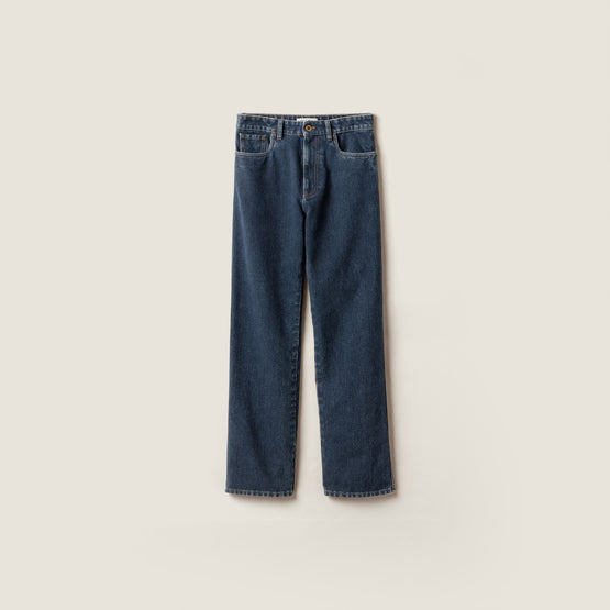 Women Flocked Denim Jeans - Bleu