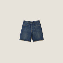 Women Washed Denim Bermudas - Bleu