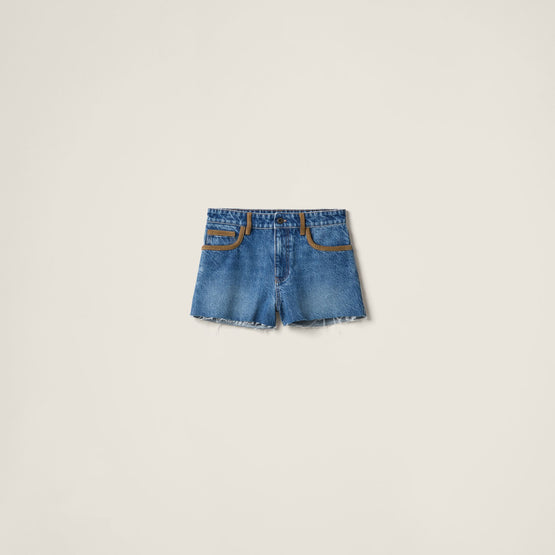 Denim and corduroy shorts