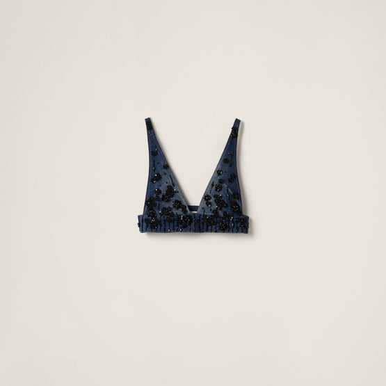 Embellished denim top