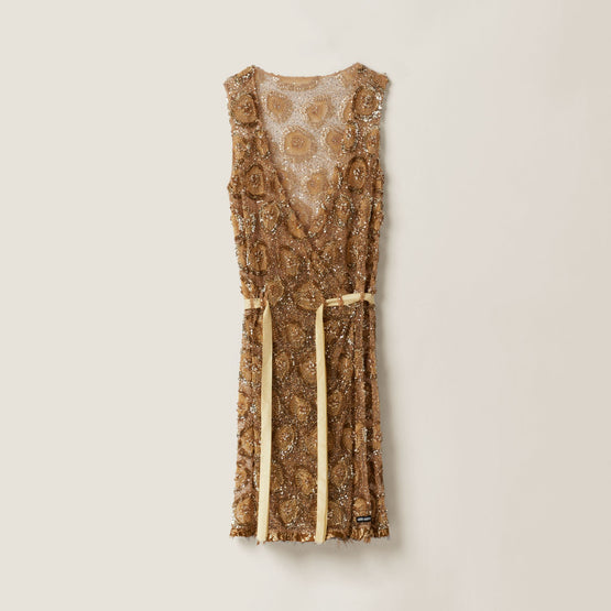 Tulle dress with floral embroidery