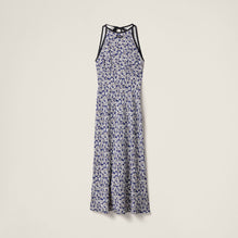 Long floral print crepe de chine dress